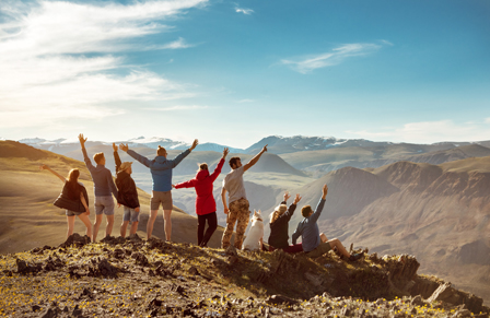 Incentive Travel - group of people climbing mountain